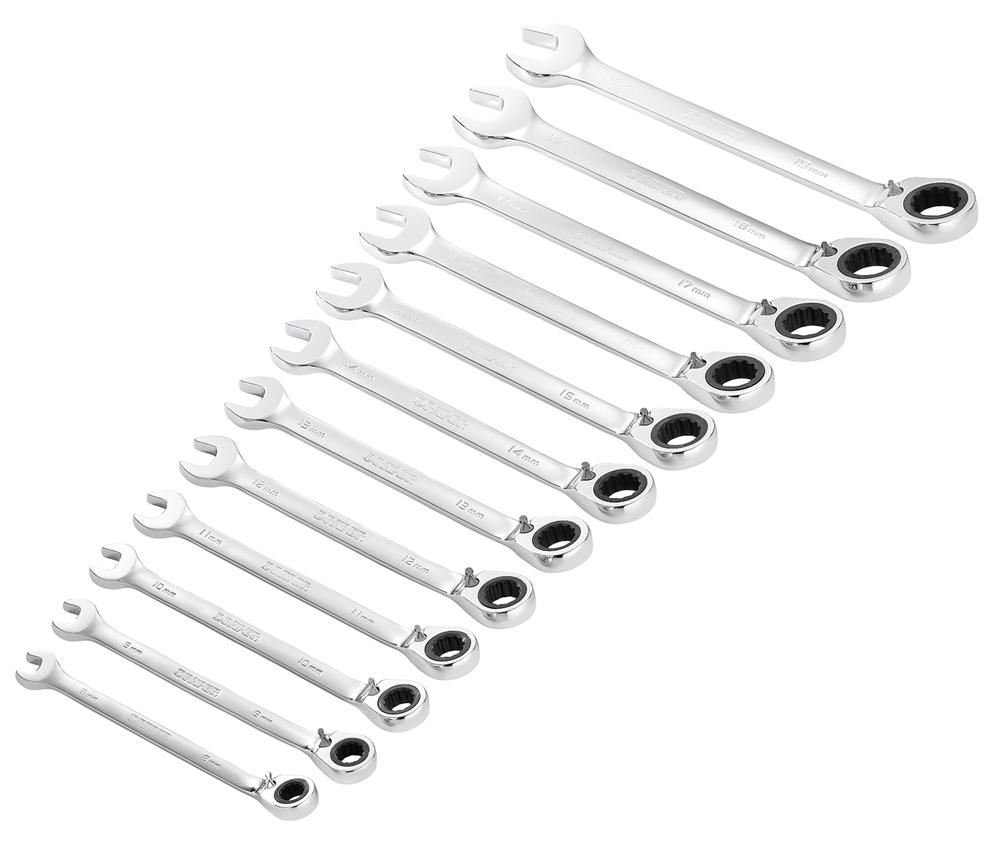 Draper 12PC REV. RATCHING SPANNER SET 27692 27692 HI-TORQ® Metric Reversible Ratchet Combination Spanner Set (12 Piece)