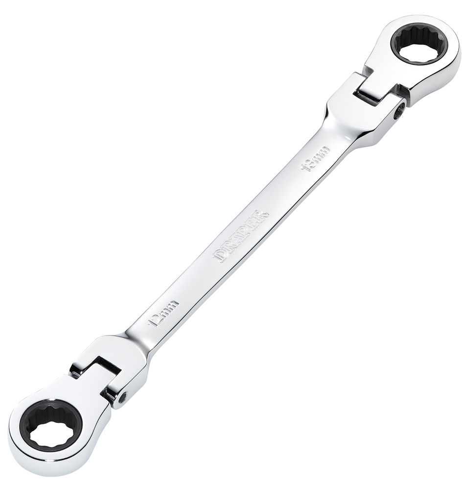 Draper 12X13 FLX RATCHET RING SPANNER 27746 27746 HI-TORQ® Metric Flexible Head Double Ring Ratchet Spanner