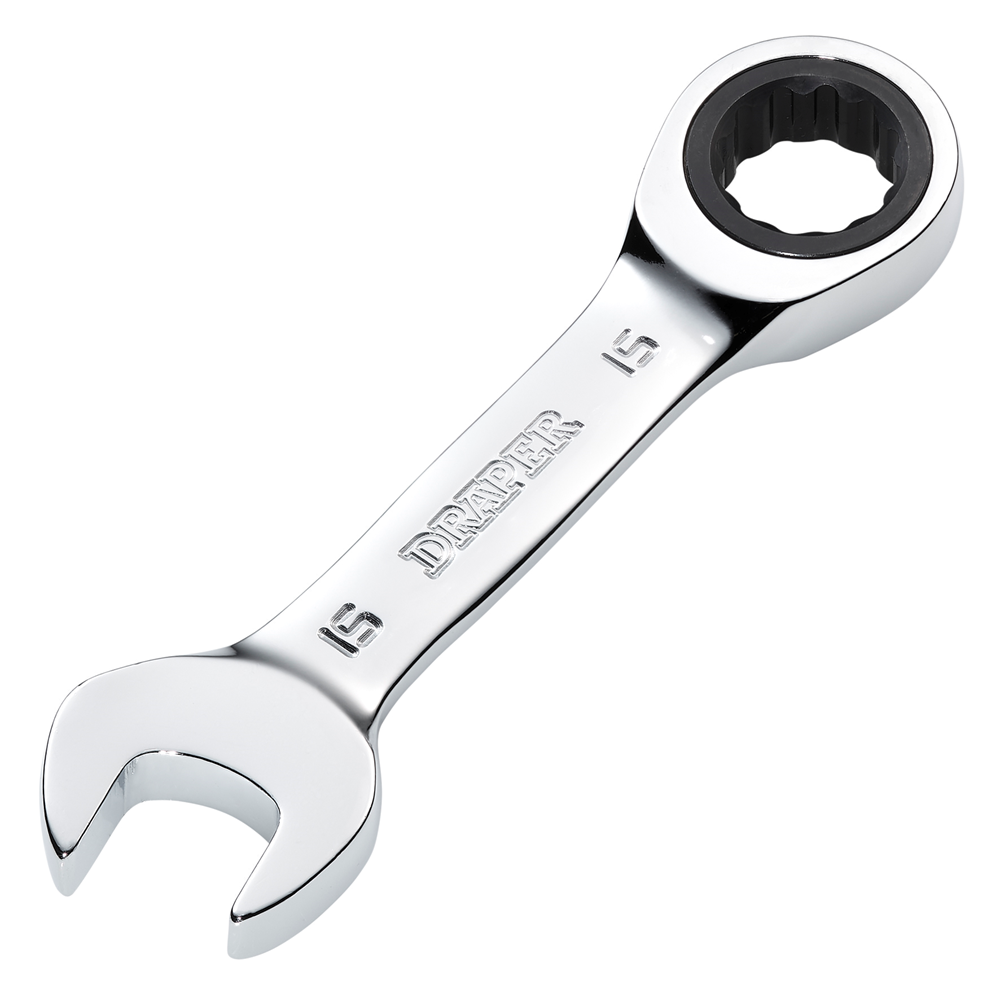 Draper 15MM STUBBY RATCHETING SPANNER 27909 27909 HI-TORQ® Metric Stubby Ratchet Combination Spanner