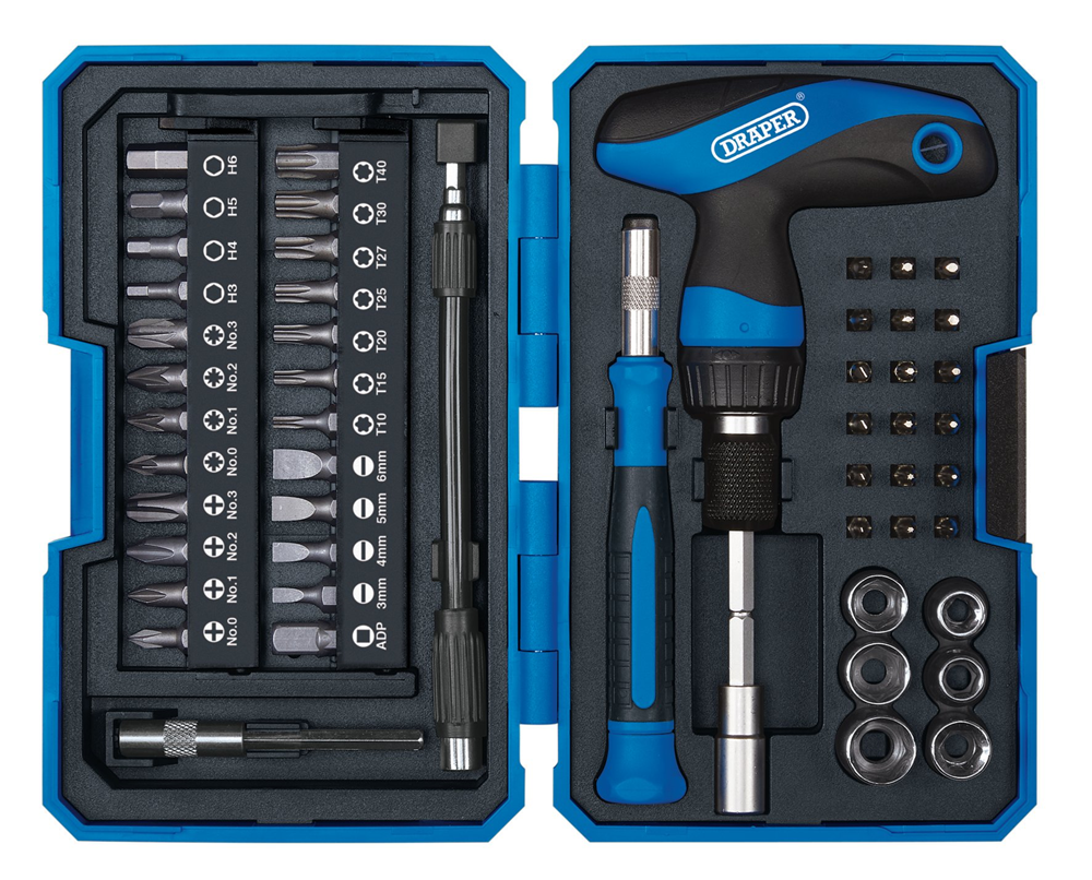 Draper 53PC T HANDLE RATCHET BIT SET 28031 28031 T-Handle Ratchet Screwdriver Set (53 Piece)