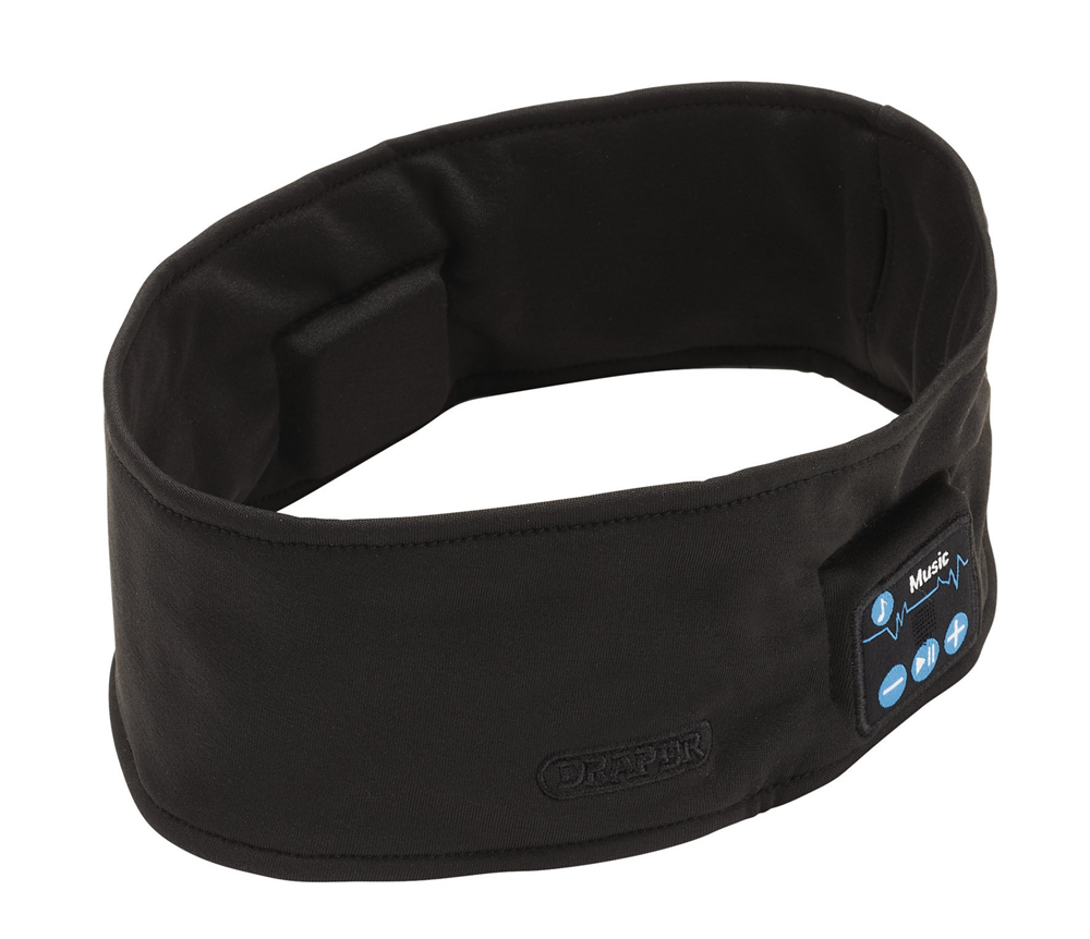 Draper HEADBAND WITH WIRELESS H/PHONE 28340 28340 Smart Wireless Rechargeable Headband with USB Charging Cable, Black, One Size