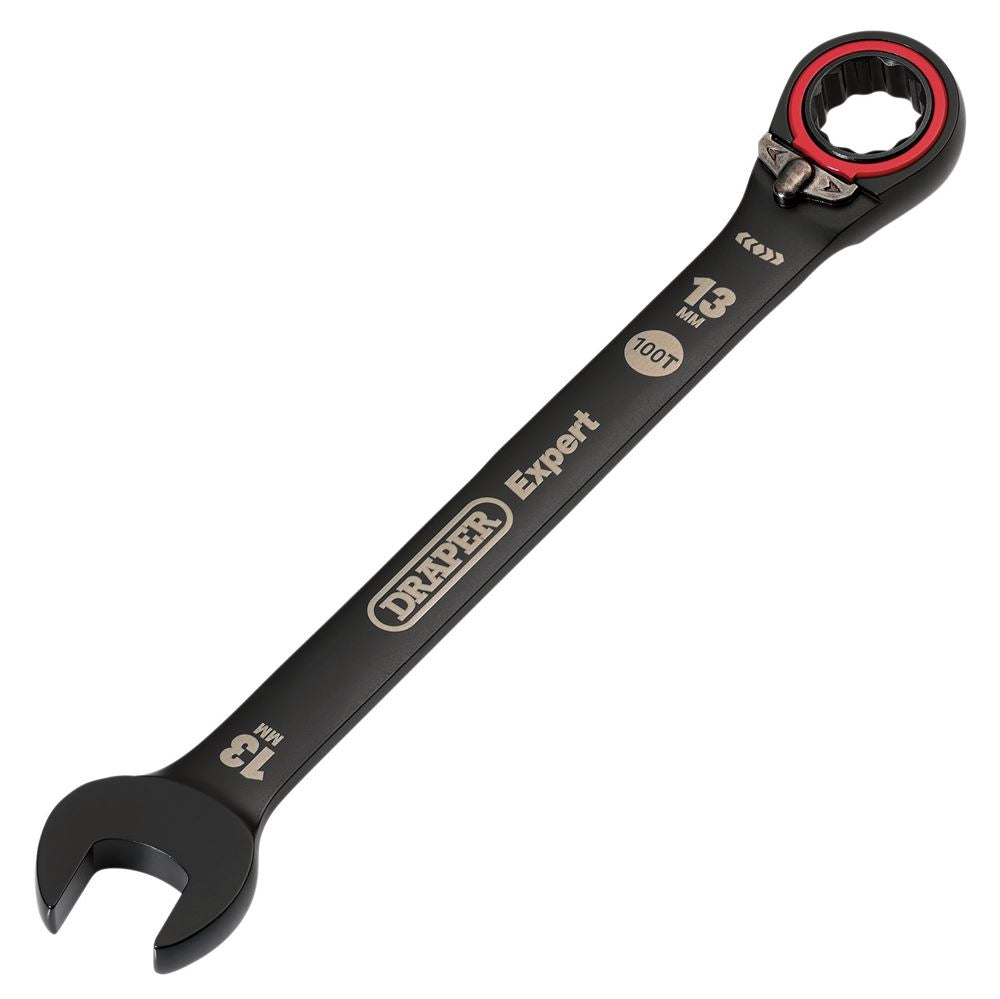 Draper 13MM REVERS. RATCHET SPANNER 03903 HI-TORQ® Metric Reversible Ratchet Combination Spanners, Black