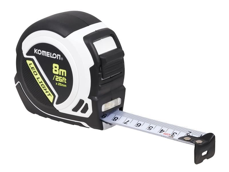 Komelon PLD85 LED LIGHT Tape Measure 8m/26ft (Width 25mm)