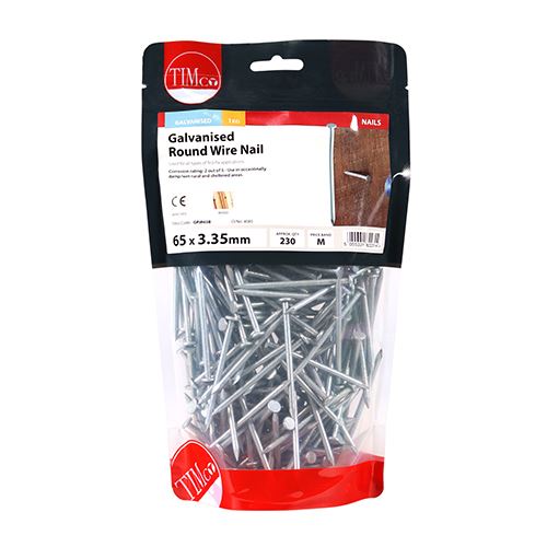 TIMCO Round Wire Nail - Galvanised 65 x 3.35 Pack 1