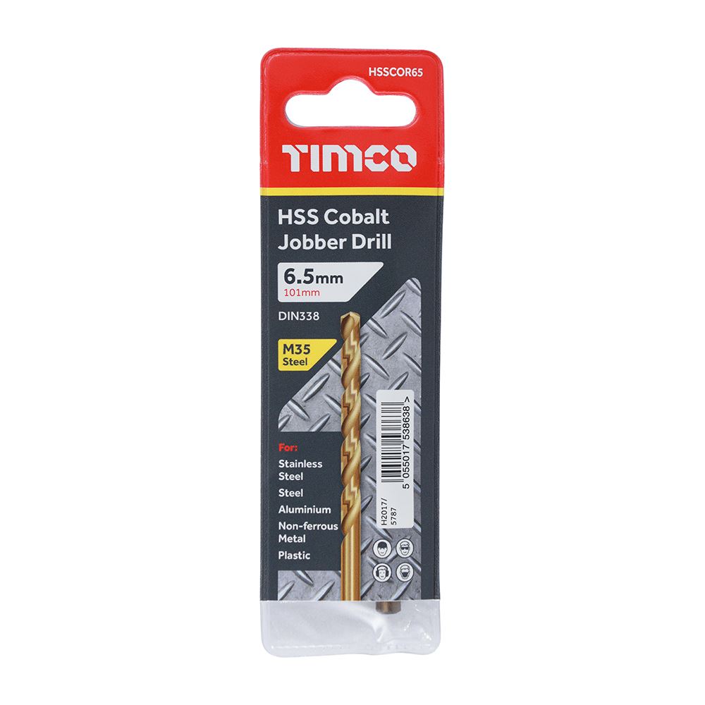 TIMCO HSS-CO Jobber Drill Bit Cobalt 6.5mm Pack 1