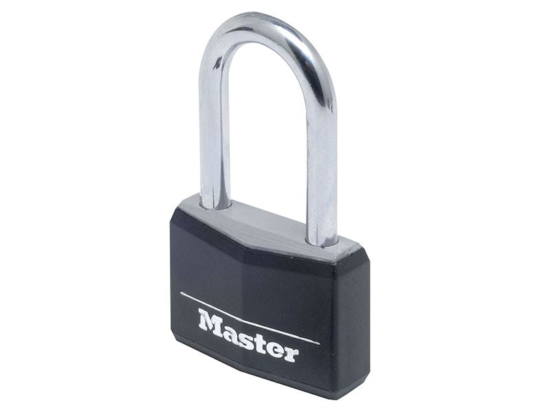 MasterLock 9140EURDBLKLF Aluminium Black Vinyl Cover 40mm Padlock 4-Pin - 38mm Shackle