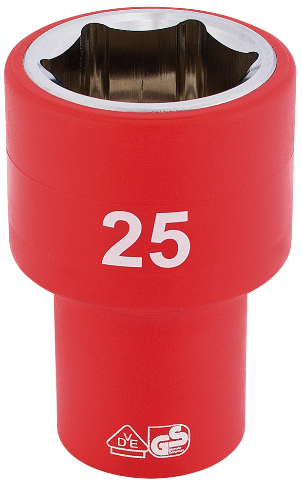 Draper 25MM VDE 1/2 INSUL. SOCKET 31961 31961 Metric VDE Sockets, 1/2" Sq. Dr.