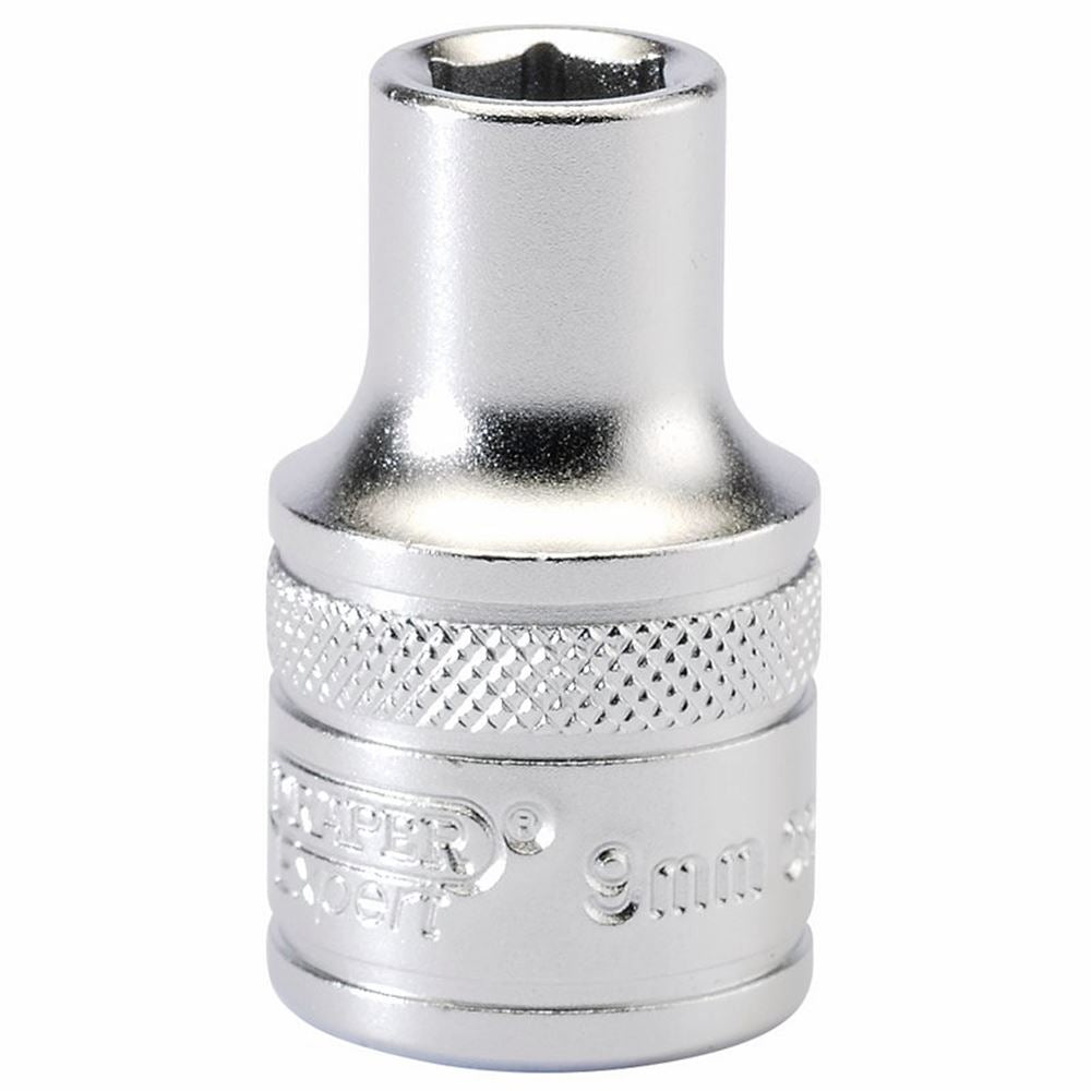 Draper 9MM 6PT SOCKET 1/2 DR-PCKD 16597 1/2" Sq. Dr. Metric Sockets (Micro Satin Chrome)