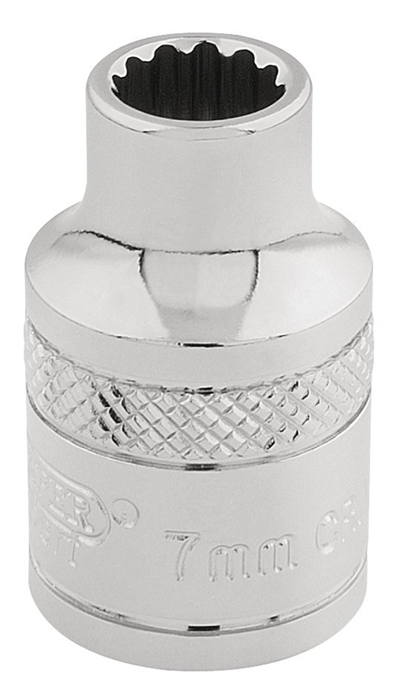 Draper 7MM 12POINT SOCKET 3/8DR-PCKD 32767 3/8" Sq. Dr. Metric Sockets (Polished Chrome)