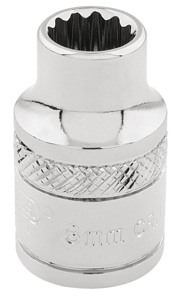 Draper 8MM 12POINT SOCKET 3/8DR-PCKD 32768 3/8" Sq. Dr. Metric Sockets (Polished Chrome)