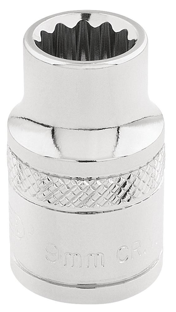 Draper 9MM 12POINT SOCKET 3/8DR-PCKD 32769 3/8" Sq. Dr. Metric Sockets (Polished Chrome)