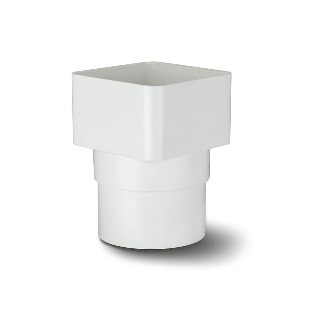 65MM SQ/ROUND DOWNPIPE ADAPTOR WH (