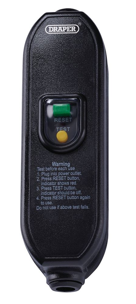 98440 Draper 230V In-line RCD Adaptor, 16A RCD4/B RCDs Professional Trade DIY Workshop Garage Use