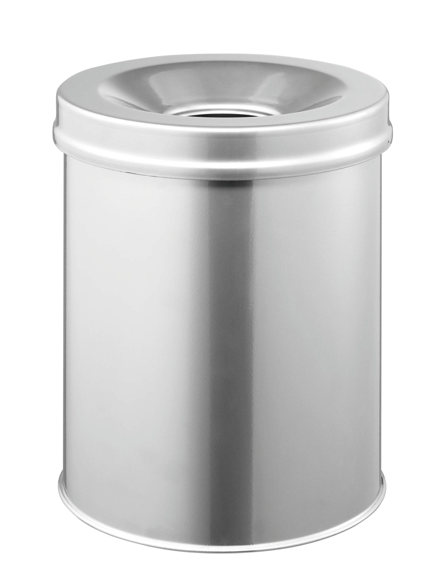 Durable Fire Extinguishing Metal Waste Bin | TUV Certified | 15L | Silver