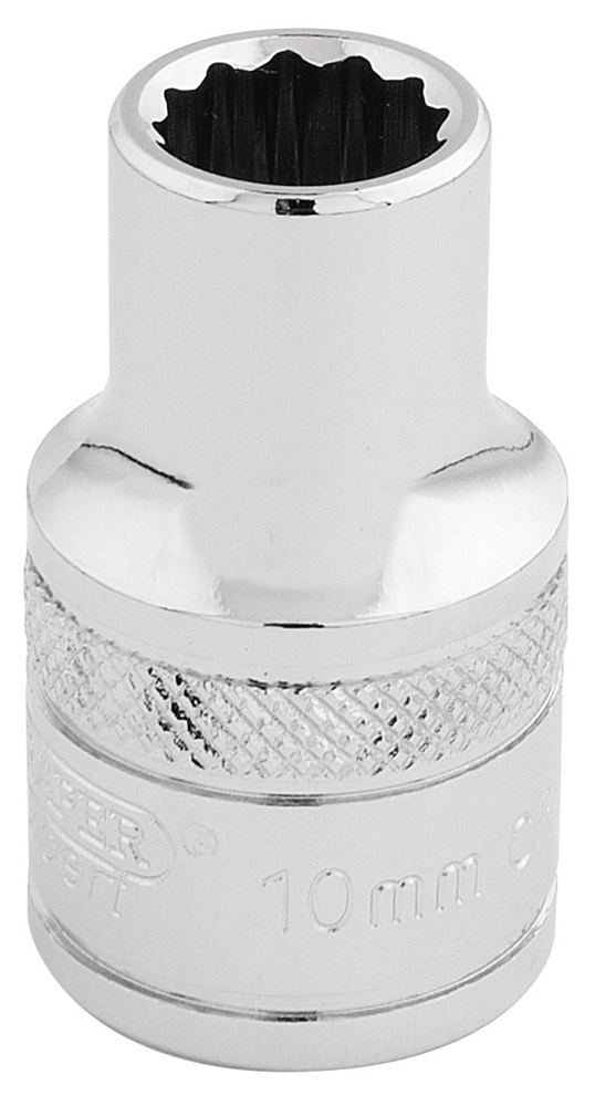 Draper 10MM 12PT SOCKET 1/2DR PCKD 33093 1/2" Sq. Dr. Metric Sockets (Polished Chrome)