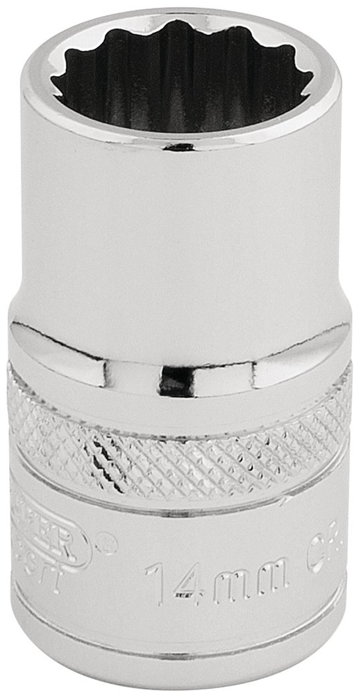 Draper 14MM 12PT SOCKET 1/2DR PCKD 33125 1/2" Sq. Dr. Metric Sockets (Polished Chrome)