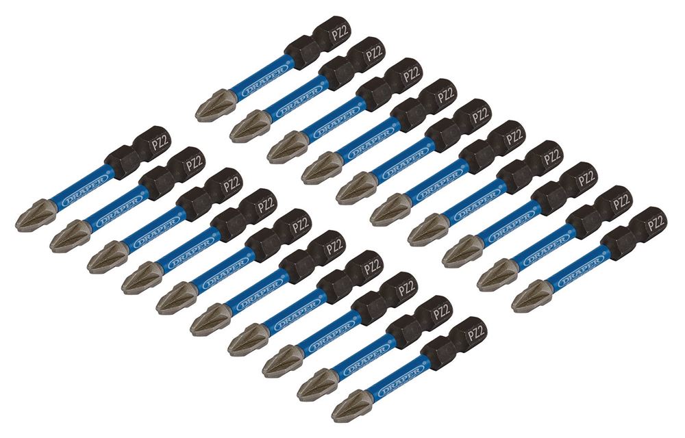 Draper PZ2X50MM IMPACT S/D BIT 20PK 05696 PZ-Type Impact Screwdriver Bits, 1/4" Hex