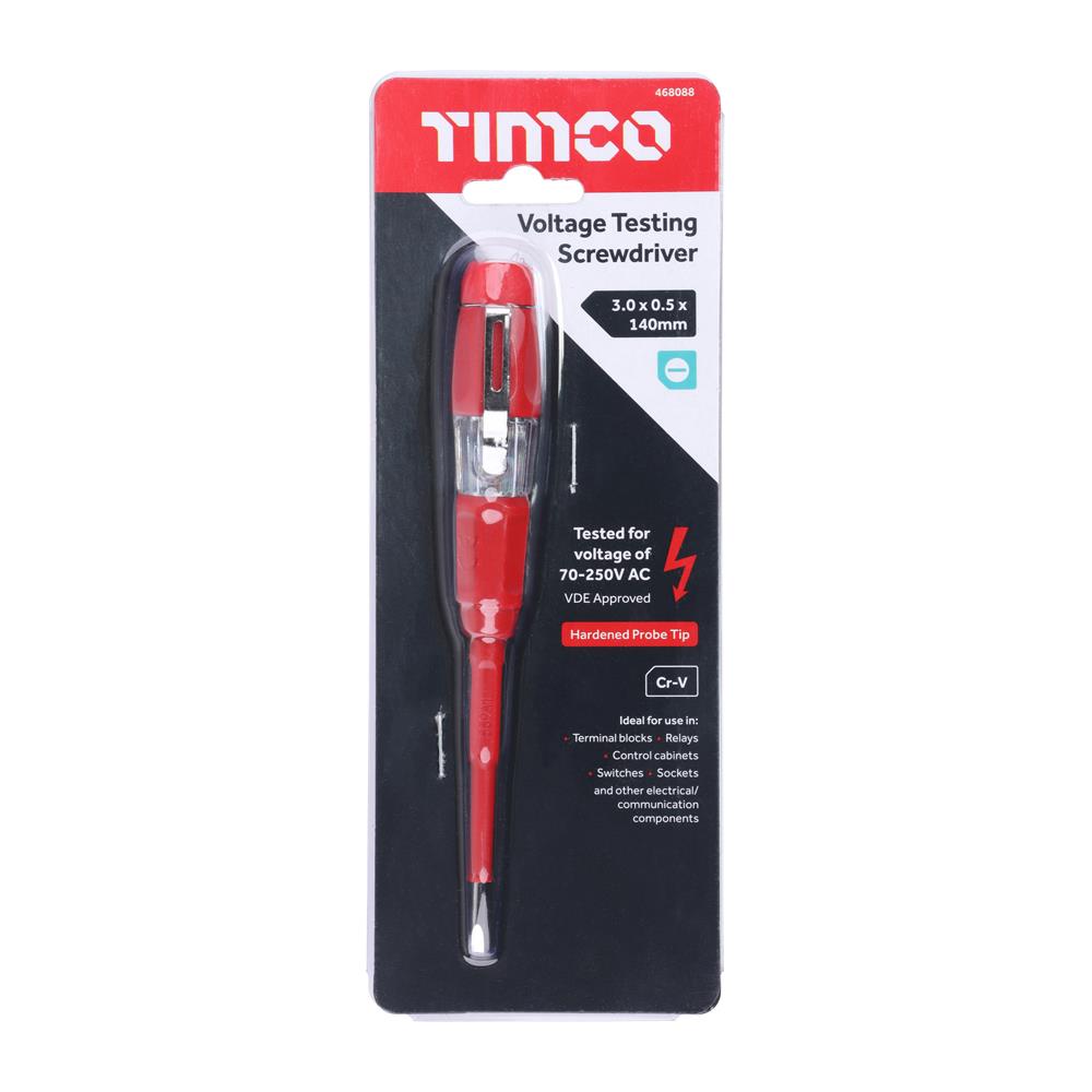 TIMCO Voltage Tester Screwdriver 140mm Electric Test Pen Mains Tester