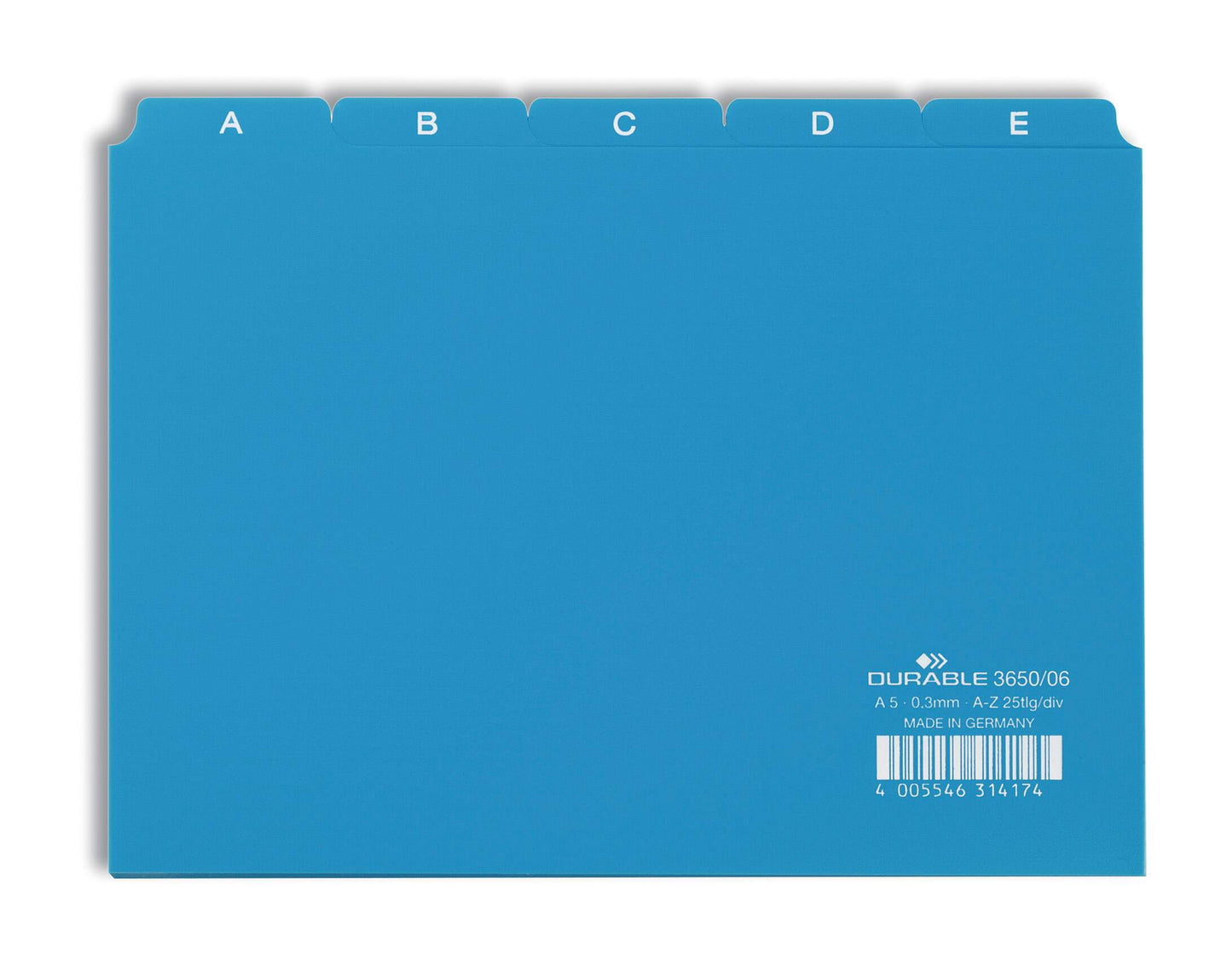Durable 5 Part Alphabetical A-Z Reinforced Index Dividers | A5 Landscape | Blue