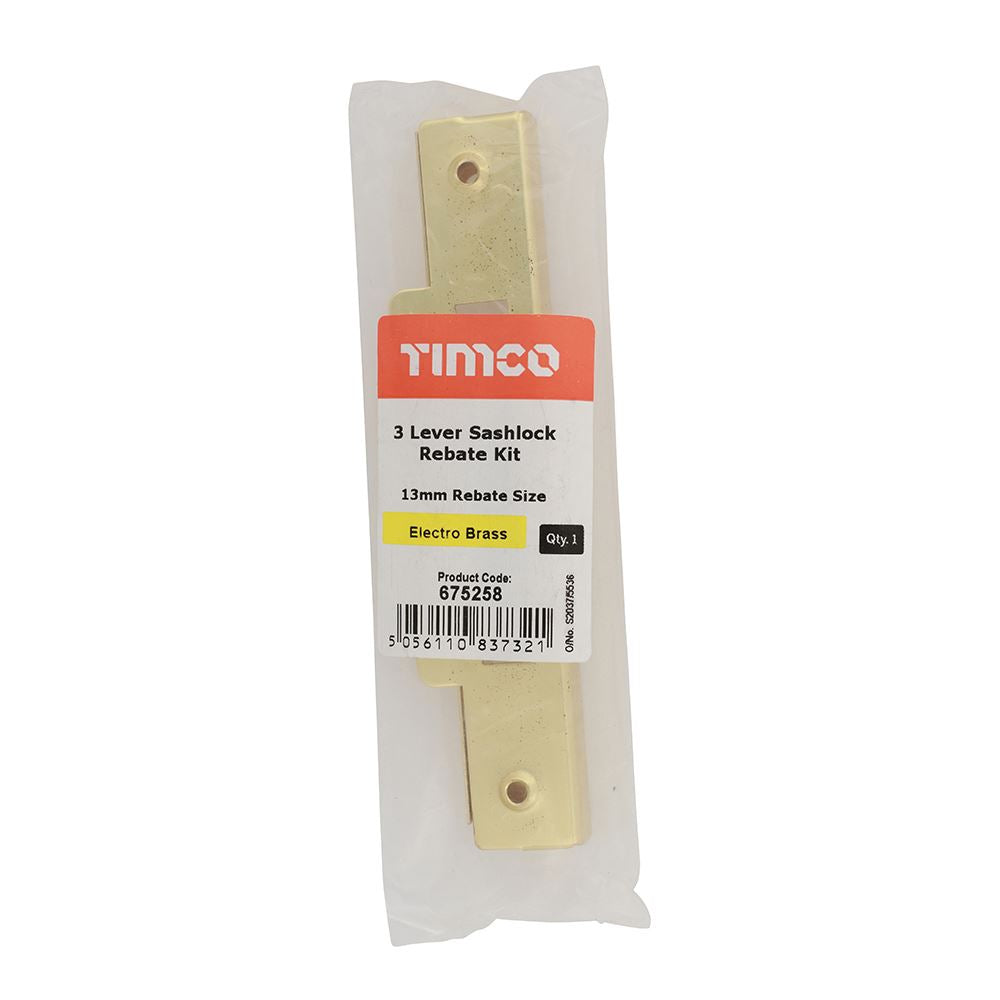 TIMCO 3L Sash Rebate Kit E. Brass 13mm Pack 1