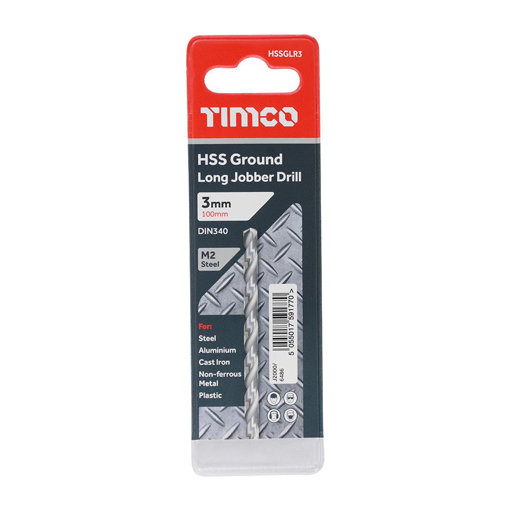 TIMCO HSS-G Long Series Drill Bit M2 3.0mm Pack 1
