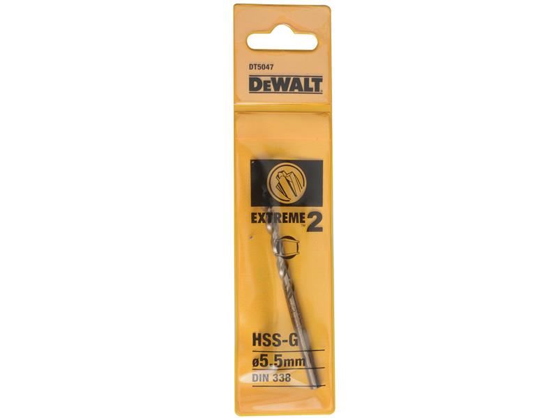 DeWalt DT5047-QZ Extreme 2 Metal Drill Bit 5.5mm OL:93mm WL:57mm
