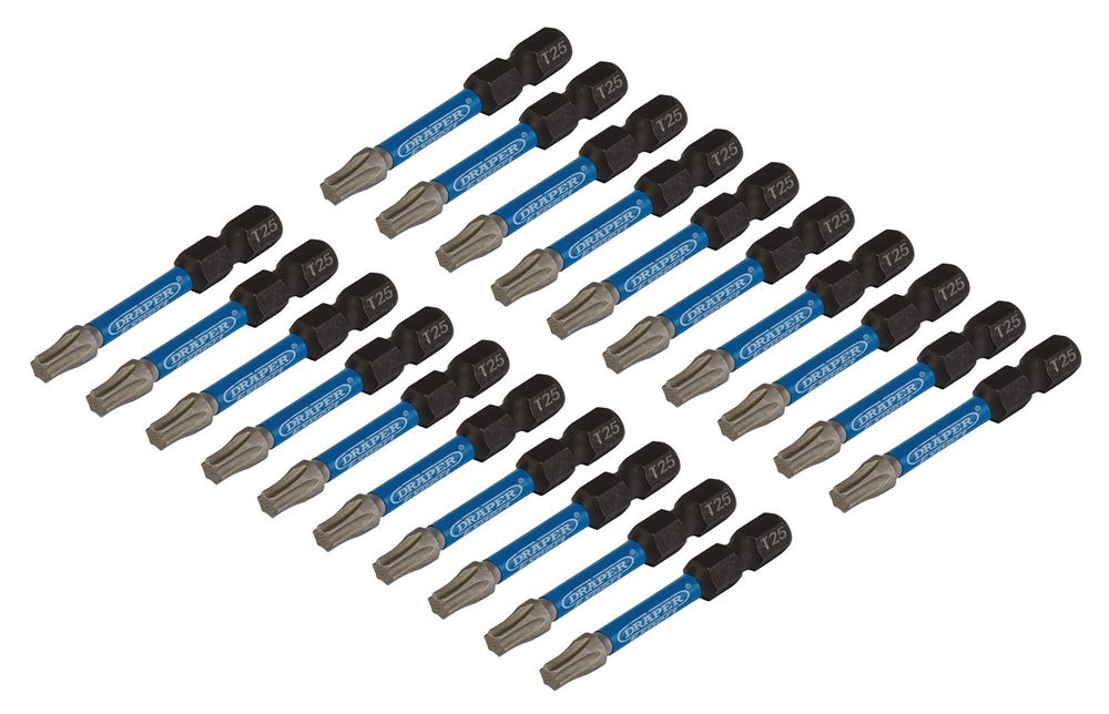 Draper T25X50MM IMPACT S/D BIT 20PK 05699 TX-STAR® Impact Screwdriver Bits, 1/4" Hex