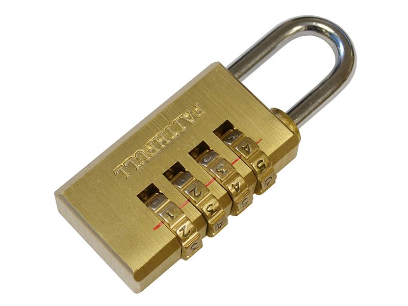 Faithfull FAIPLB20COM Brass Combination Padlock 20mm |