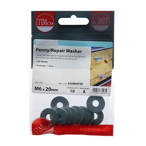 TIMCO Penny Washer DIN 9054 - BZP M6 x 20 Silver Pack 10