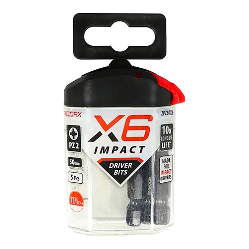 TIMCO X6 Impact Pozi Driver Bit No.2 x 50 Pack 5