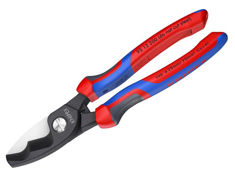 Knipex 95 12 200 Cable Shears Twin Cutting Edge Multi-Component Grip 200mm (8in)