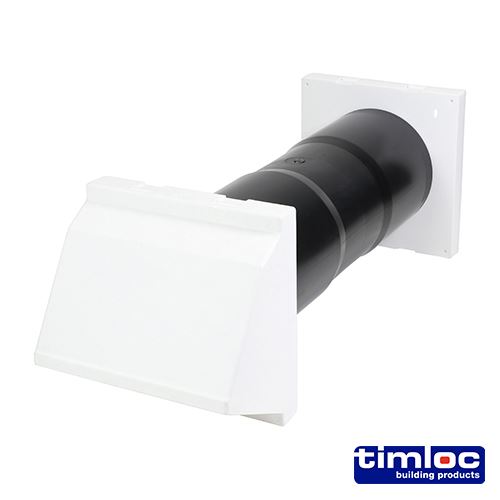 TIMCO Thro-Wall VentSet Cowl&Baff Wh 127 x 350 White Pack 1