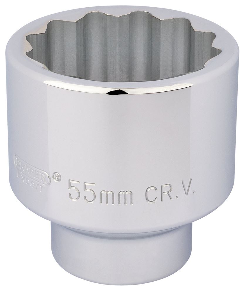 Draper 55MM 12PT SOCKET 3/4DR BULK 16708 3/4" Sq. Dr. Metric Sockets (Polished Chrome)