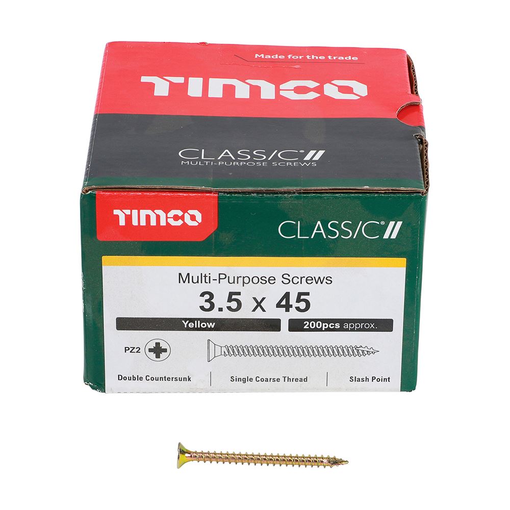 TIMCO Classic Screw PZ2 CSK ZYP 3.5 x 45 Gold Pack 200
