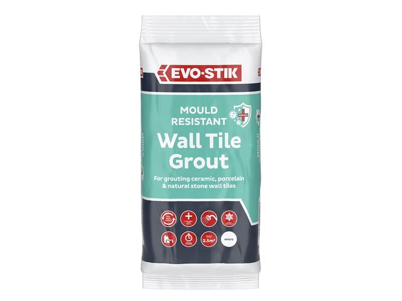 EVO-STIK 30812722 Wall Tile Grout Mould Resistant White 500g