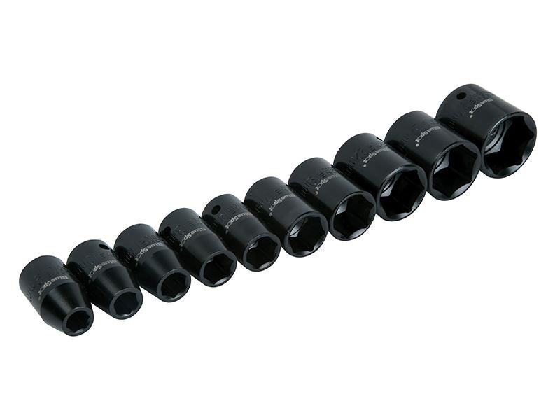 BlueSpotTools 1537 1/2in Metric Impact Socket Set 9-27mm, 10 Piece
