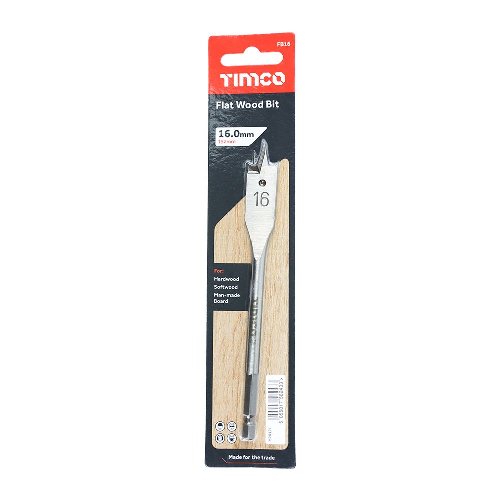 TIMCO Flat Wood Bit 16.0 x 152 Pack 1