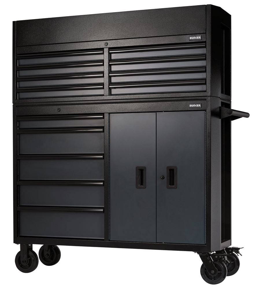 BUNKER 13 Drawer Combined Roller Cabinet and Tool Chest, 52", Grey