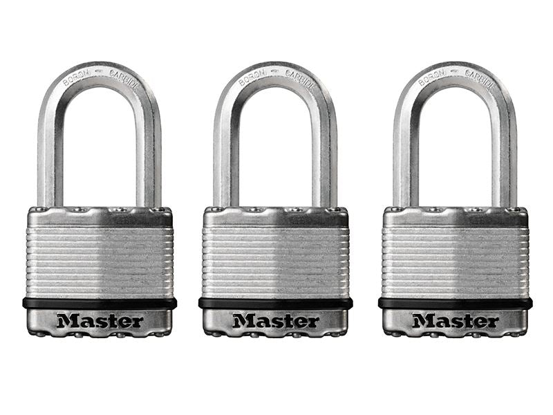 MasterLock M5EURTRILF Excell™ Laminated Steel 50mm Padlock - 38mm Shackle - Keyed Alike x 3