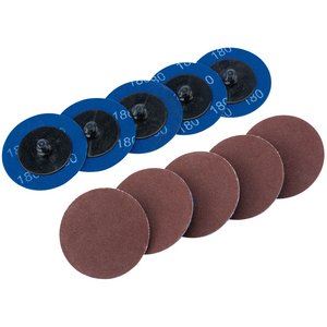 DRAPER 75612 - Ten 50mm 180 Grit Aluminium Oxide Sanding Discs