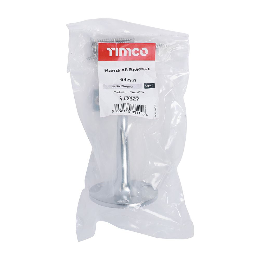 TIMCO Handrail Bracket Sat. Chrome 64mm Pack 1