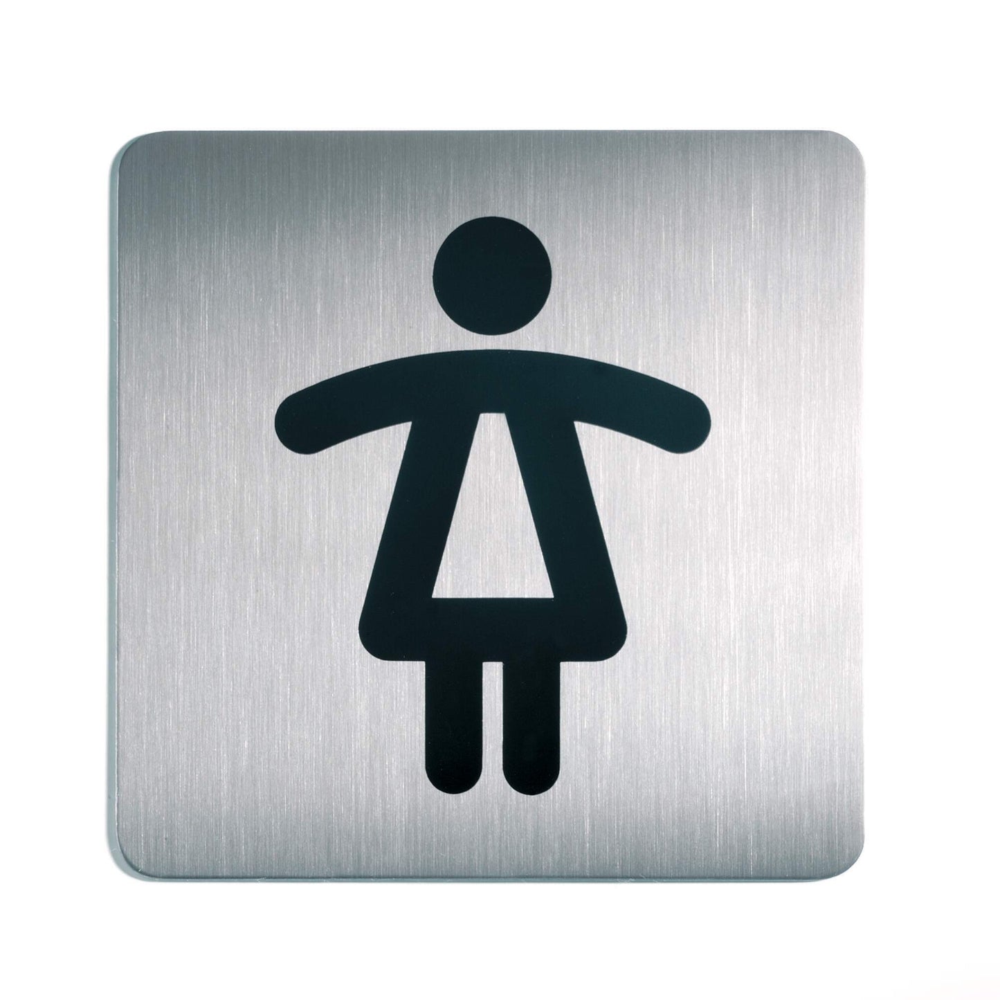 Durable Adhesive Women's WC Symbol Square Bathroom Toilet Sign | Stainless Steel