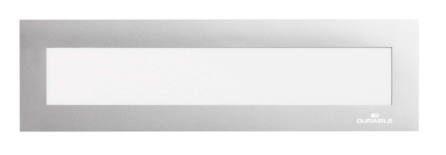 Durable DURAFRAME TOP Magnetic Signage Title Frame for A4 | 5 Pack | Silver