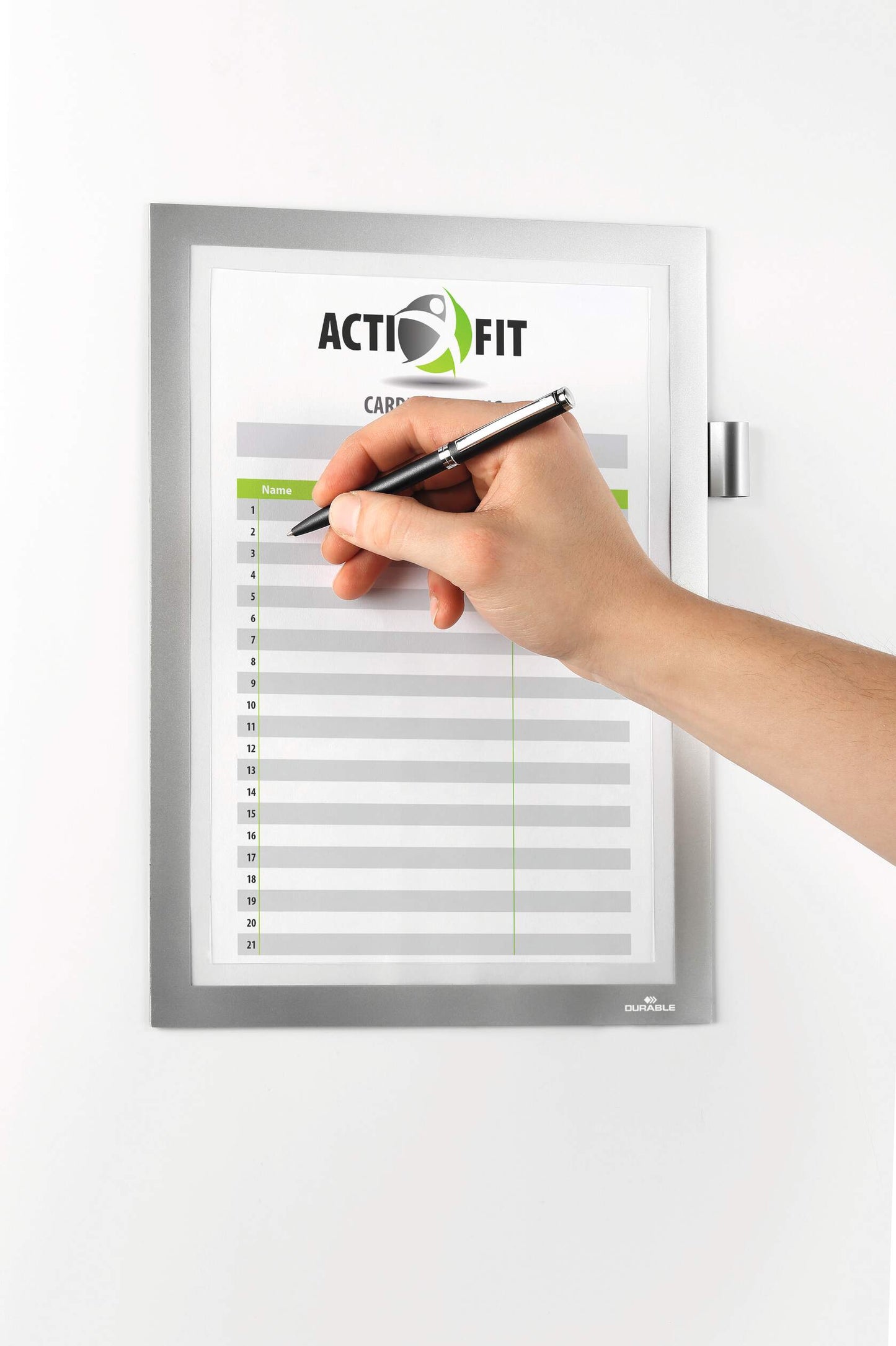 Durable DURAFRAME Note Adhesive Magnetic Document Frame + Pen Holder | A4 Silver