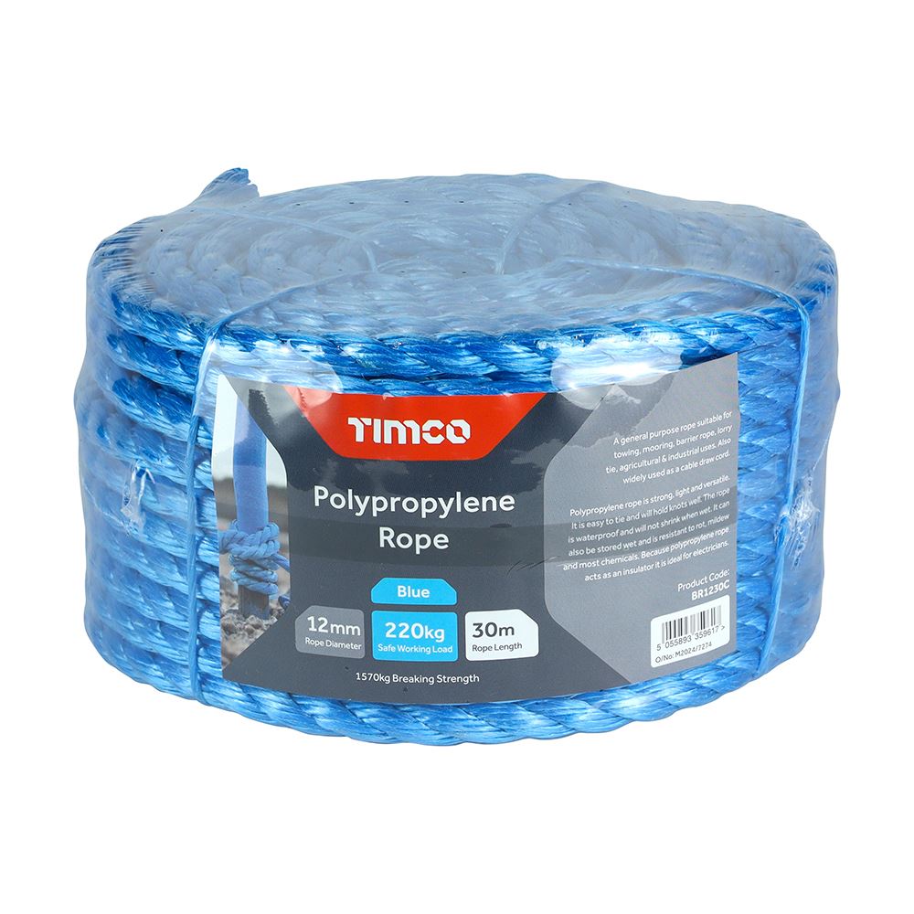 TIMCO Blue Poly Rope - Coil 12mm x 30m Blue Pack 1