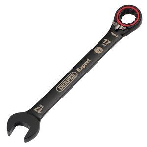 Draper 17MM REVERS. RATCHET SPANNER 03907 HI-TORQ® Metric Reversible Ratchet Combination Spanners, Black