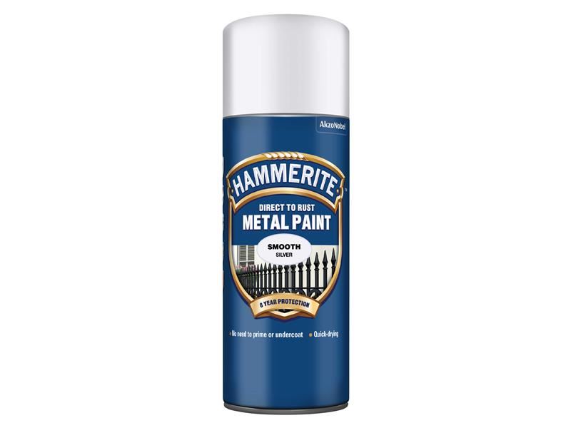 Hammerite 5084785 Direct to Rust Smooth Finish Aerosol Silver 400ml