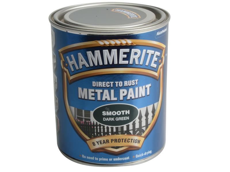 Hammerite 5092825 Direct to Rust Smooth Finish Metal Paint Dark Green 750ml
