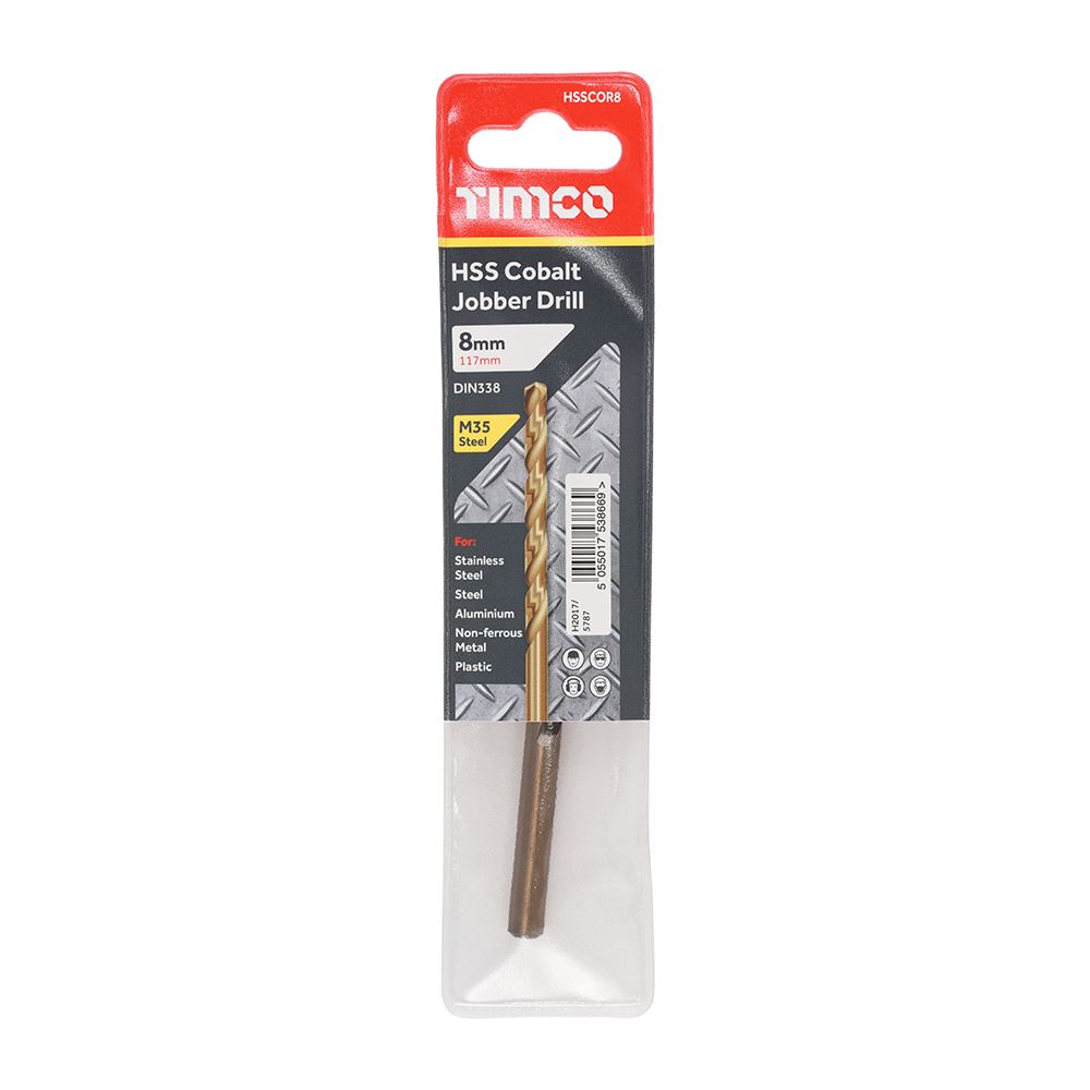 TIMCO HSS-CO Jobber Drill Bit Cobalt 8.0mm Pack 1