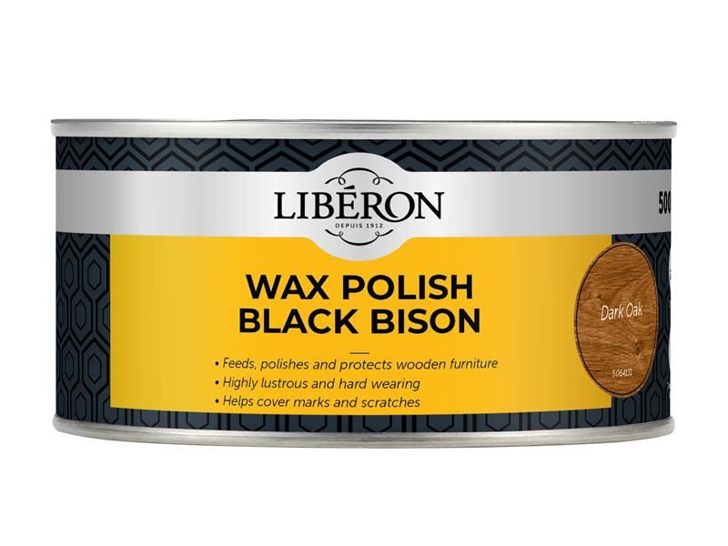 Liberon 069972 Wax Polish Black Bison Dark Oak 500ml